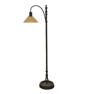 Industrial Bronze | Traditional Iron Base Task Floor Lamp with Glass Shade