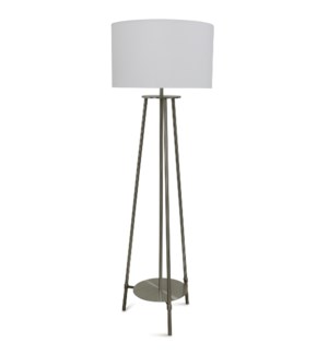 Brushed Steel | 63in Industrial Metal Floor Lamp with Bottom Metal Tray | 150W | 3-Way