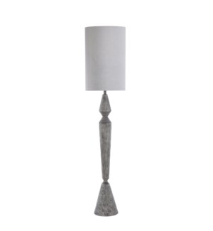 BULWELL GREY | 14.5in w X 67in ht X 14.5in d | Contemporary Molded Floor Lamp with Light Gray Faux W
