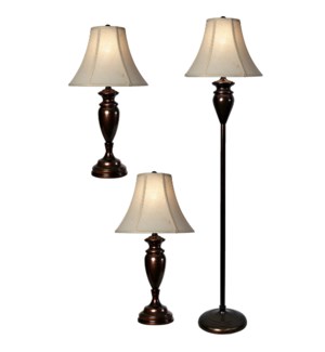 QB-Dunbrook steel multi pack set includes 2 table lamps floor lamp Natural linen shades