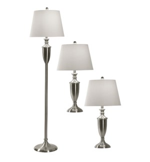 QB-Set of 3 brush steel lamps  2 table and 1 floor