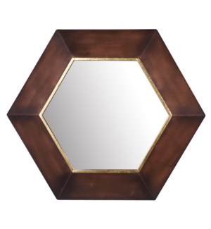 OLD BRONZE | Hexagonal Metal Mirror | 36in w X 32in ht X 3in d