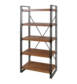 Industrial design book shelf made of reclaimed wood scaffold metal bracing