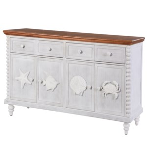 Montauk | 60in X 18in X 37in | 4 Drawer 4 Door Cabinet with Crown Molding Top & Bobbin Spool Style C