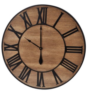 MANGO VENEER | Wooden and Metal Wall Clock | 32in w X 32in ht X 1in d