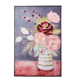 FLOWERS IN A VASE | 25in w X 37in ht X 2in d |  Hand Painted Abstract Wall Art on Canvas and Framed