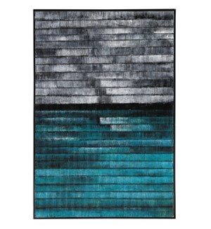LINES IN TEAL | 33in w X 48in ht X 2in d | Hand Painted Textured Abstract in Color on Canvas with  F