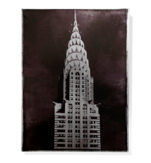 CHRYSLER | 30in w X 40in ht X 2in d | Detailed NY Building Monochrome Print on Silver Canvas