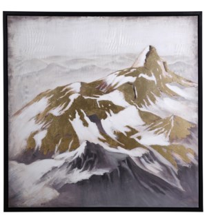 CANVAS of MOUNTAIN TOPS FIRST SNOW I | 40in w x 40in ht x 1in d | Hand Panited Framed Canvas Brown a