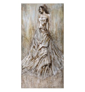 FABULOUS FLOW | Hand Painted Textured Metal Over Canvas | 28in w X 55in ht X 2in d
