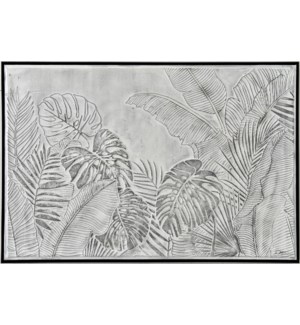 TROPICAL LEAFS II | Handpainted Framed Tropical Canvas | 48in w X 33in ht X 2in d