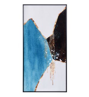 BLACK AND BLUE I |  Abstract Crystal Porcelain Print with Aluminum Alloy Frame | 39in ht. X 20in w.