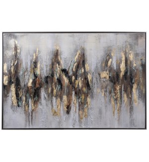 GOLDEN WAVE | Abstract Hand Painted Framed Canvas Art | 32in ht. X 47in w. X 2in d.