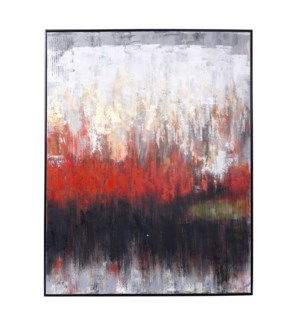 SEEING RED | Abstract Hand Painted Framed Canvas Art | 50in ht. X 40in w. X 2in d.