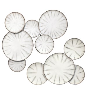 WHITE PLATE DUO | Set of 2 Metal Wall Sculptures | 30in w X 31in ht X 2in d