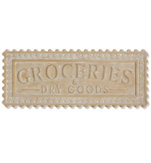 GROCERIES | 48w X 19ht X 2d | Traditional Kitchen White Washed Wood Beveled and Embossed Lettering W