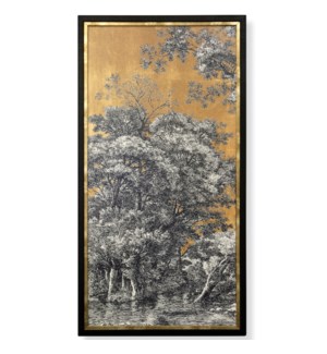 GOLDEN TOILE I | Textured Framed Print | 28in ht. X 52in w.