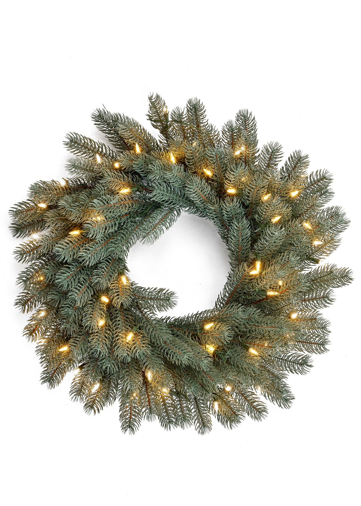 WREATH BLUE SPRUCE 50LED 144 TIPS PLST BL/GR 24X24 WREATH BLUE SPRUCE 50LED 144 TIPS PLST BL/GR 24X24