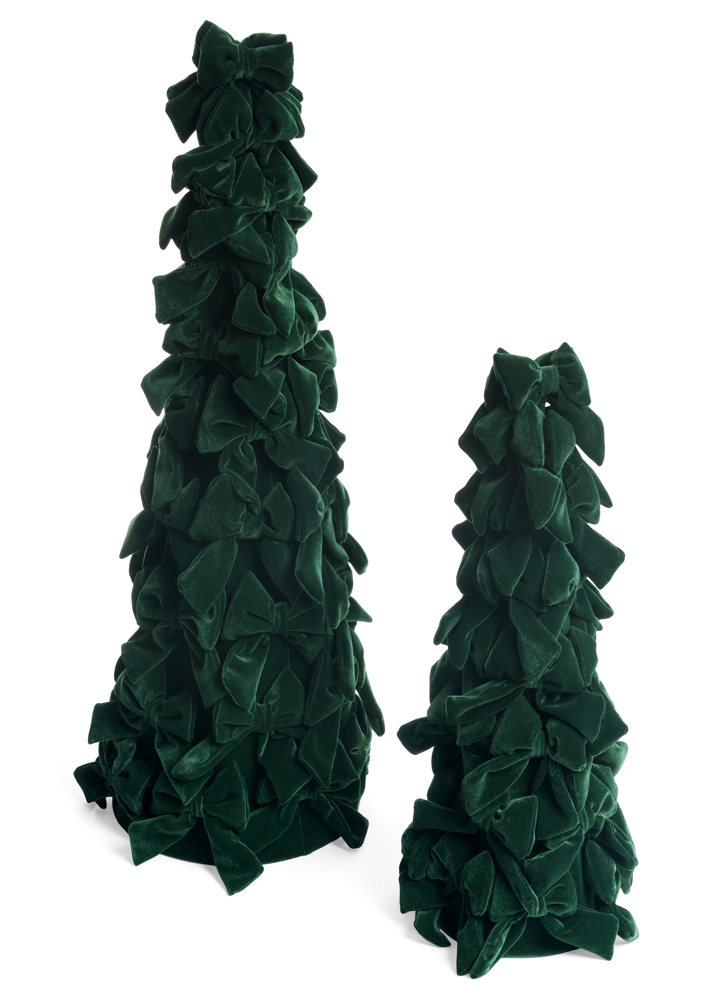 DECO BOW CONE LG POLYVELVET DK GREEN 8X24