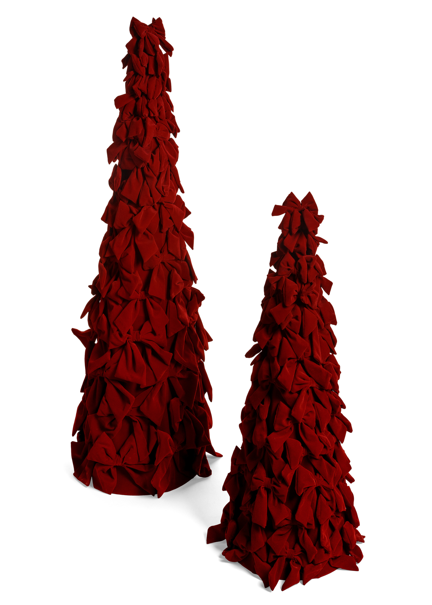 DECO BOW CONE LG POLYVELVET DK RED 15X47