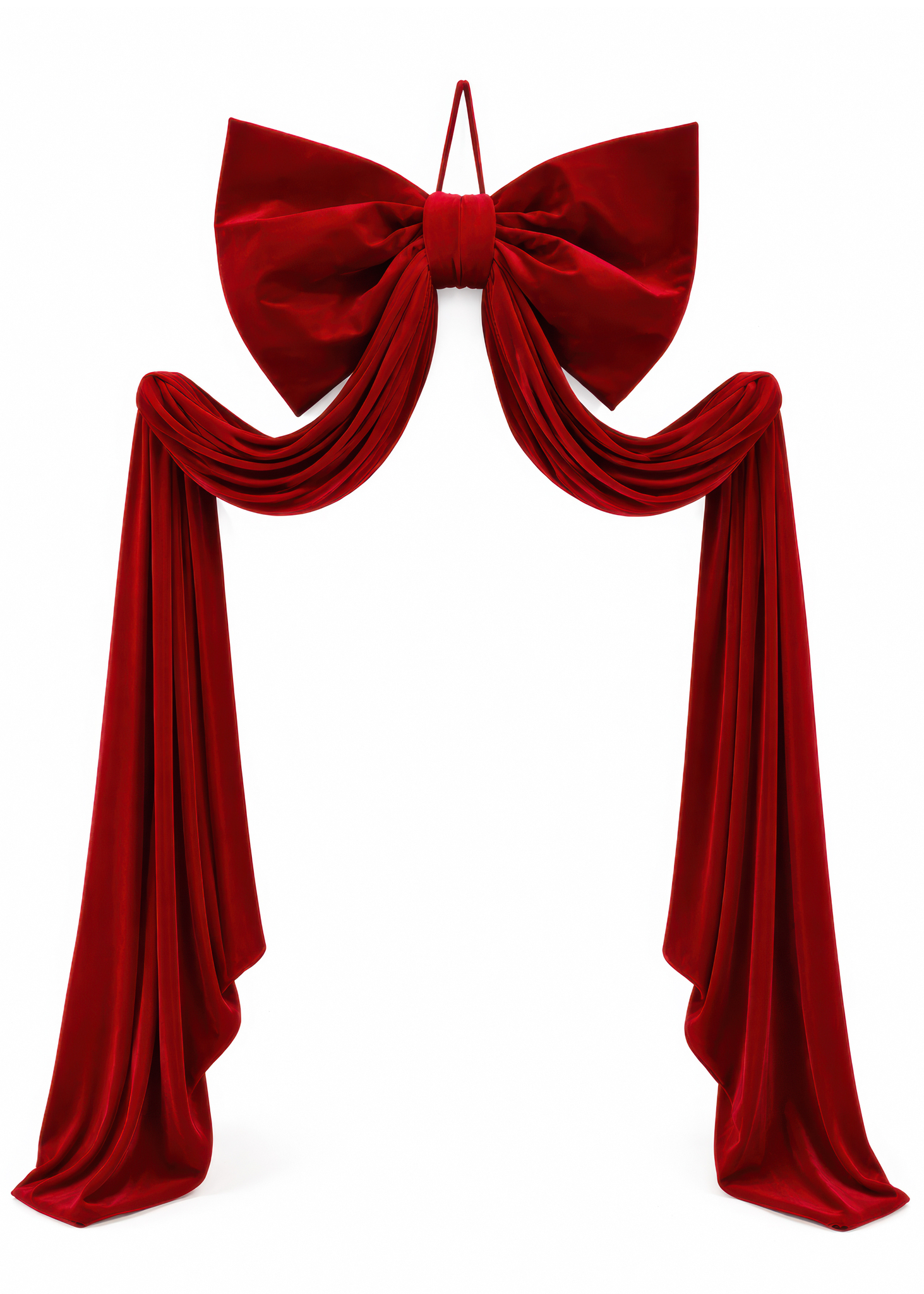 DECO BOW XXL POLYVELVET DK RED  33X94