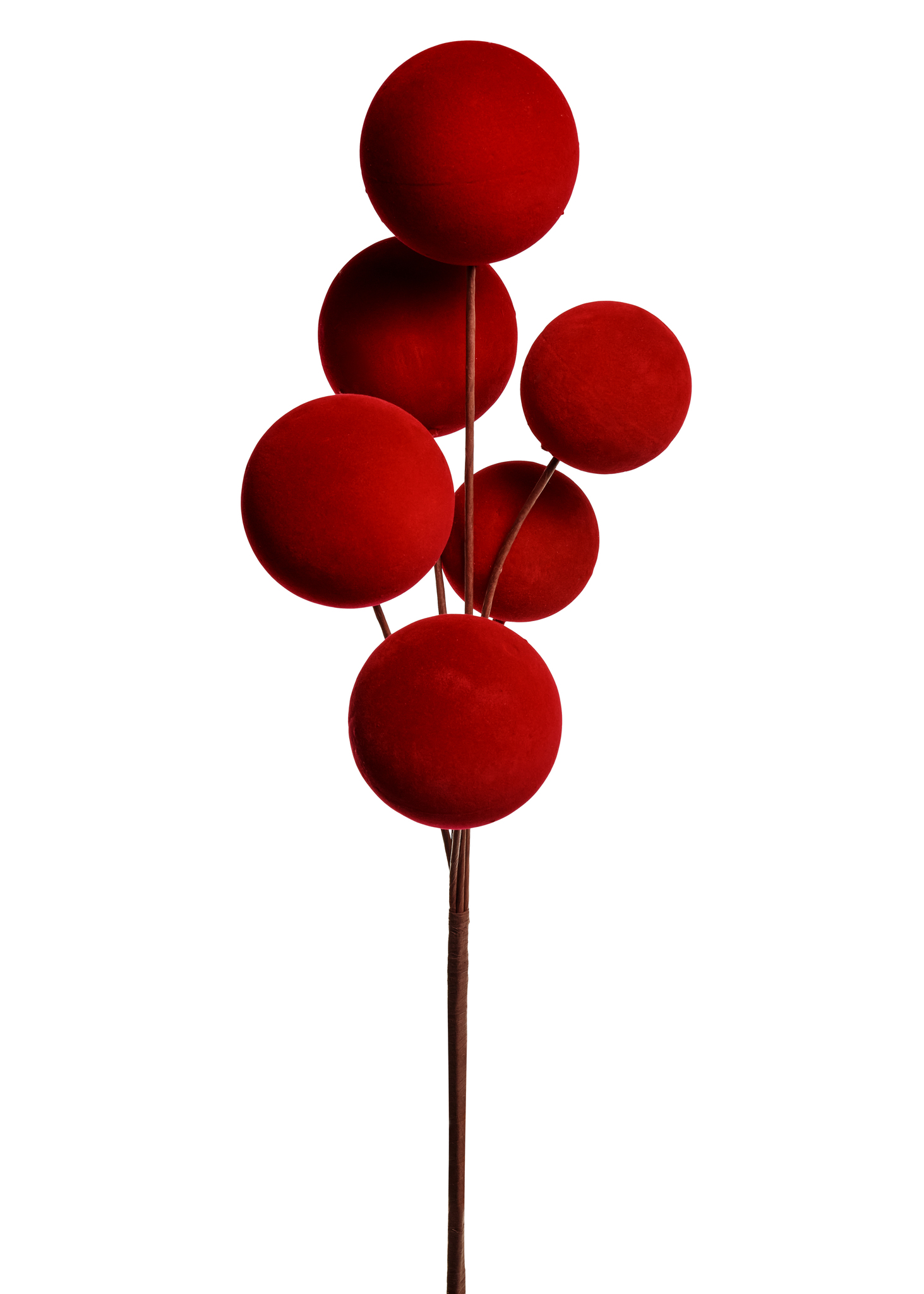 BRANCH VELVET BALLS POLYFOAM DK RED 8X27 BRANCH VELVET BALLS POLYFOAM DK RED 8X27