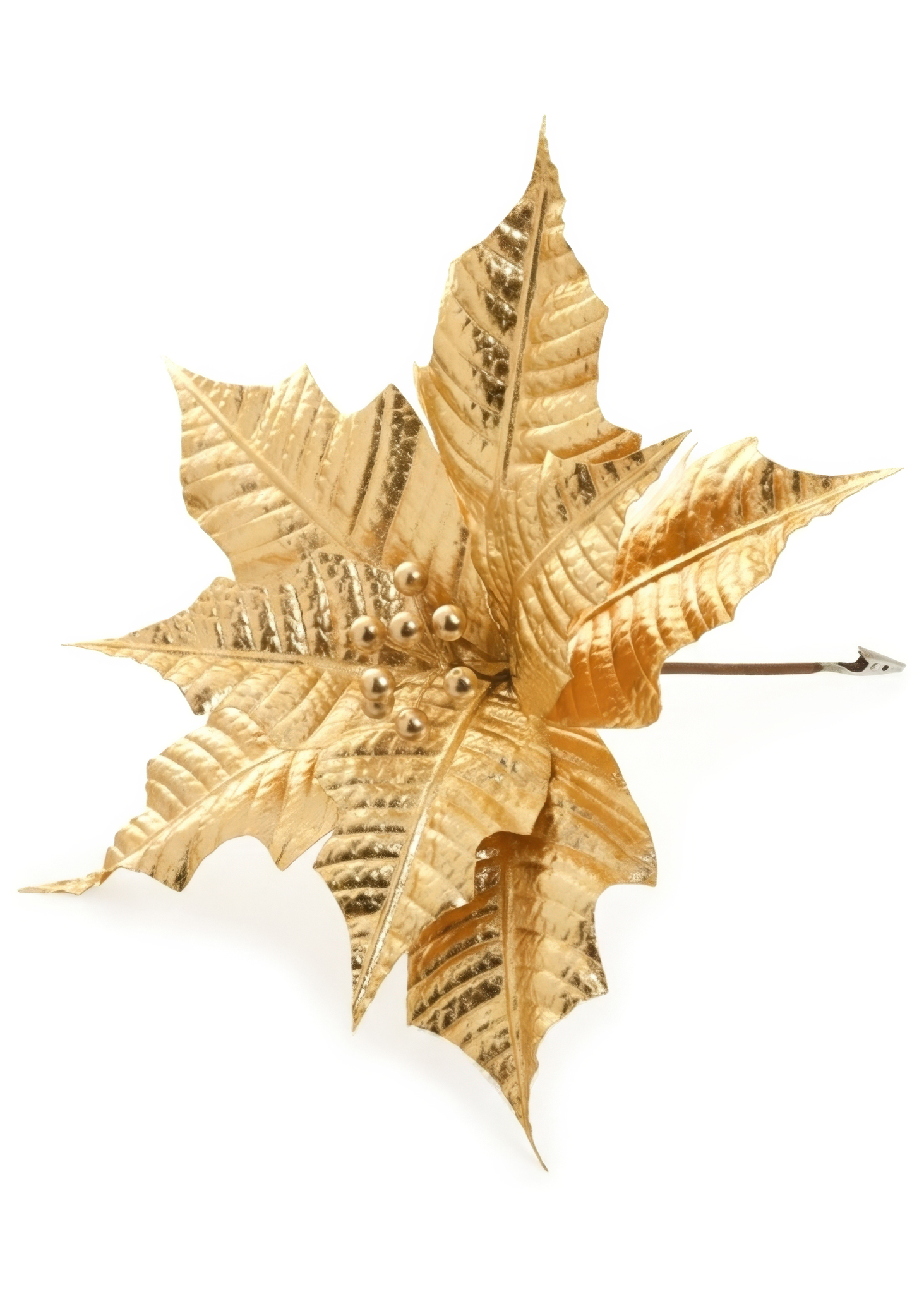 POINSETTIA HEAD W/CLIP POLY METALIC GOLD 15X15 POINSETTIA HEAD W/CLIP POLY METALIC GOLD 15X15