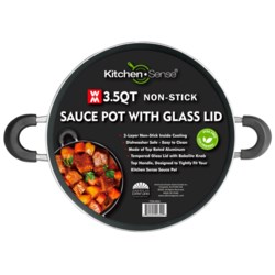 3.5Qt Non-Stick Sauce Pot w/ Glass Lid (6)