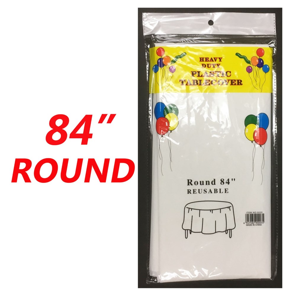 Tablecloth Plastic 84 Round White B67 Pk 48 Party Supplies Ps Jade Intl Trading