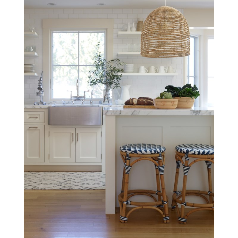 Pinnacles Bar Stool in White/Navy - outdoor | Selamat Designs