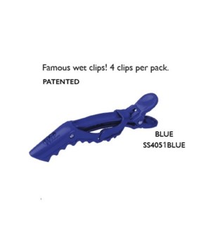 DISC// JD 4PK BIG MOUTH WET CLIP BLUE (STYLING CLIP)