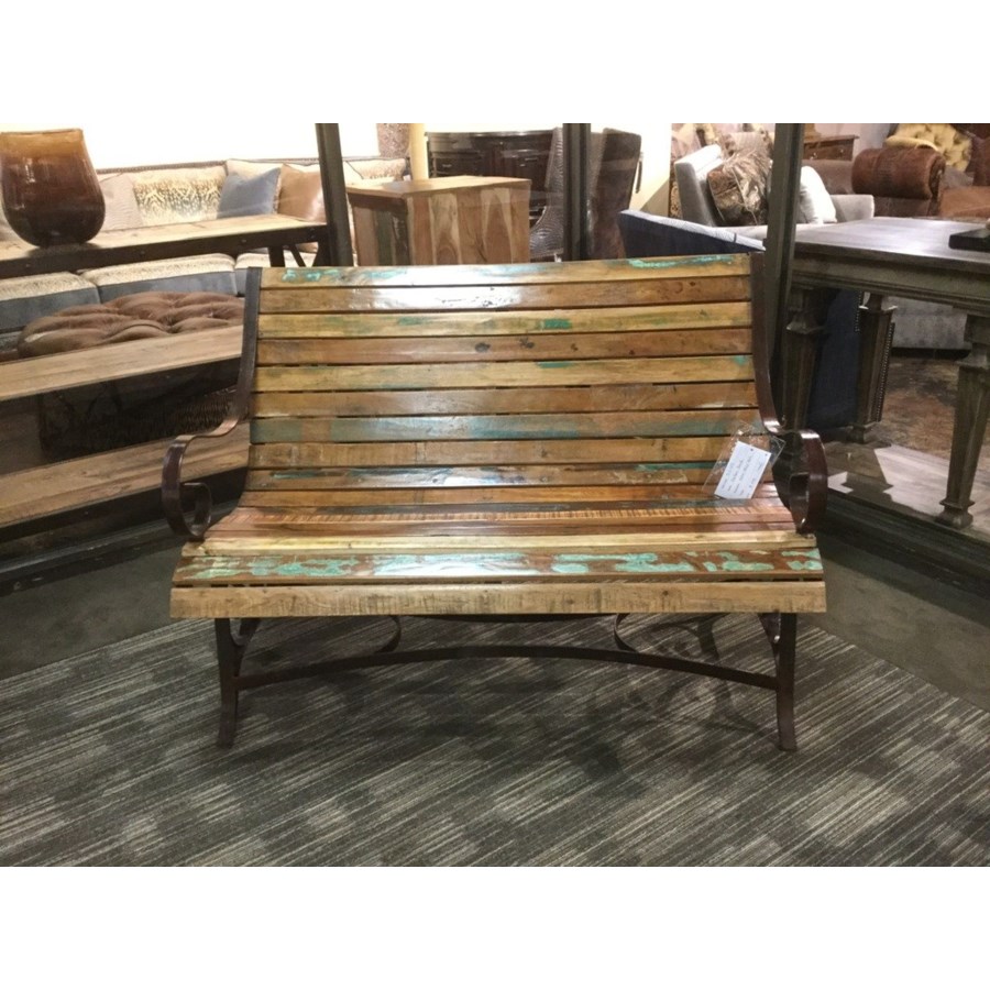 Reclaimed Wood Iron Garden Bench Reclaimed Wood Trendily Home