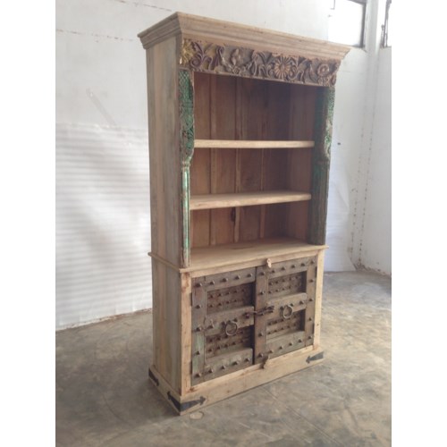 Reclaimed Wood Old Door Bookshelf W 2 Door Unfinished Reclaimed