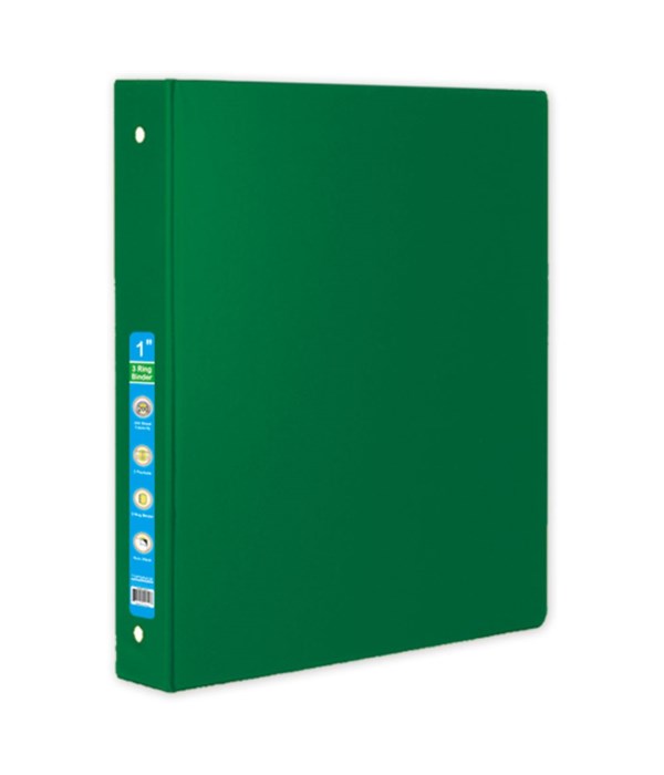 1" hard cover binder green 12s