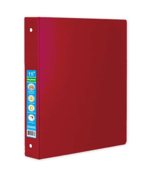 1.5" hard cover binder red 12s