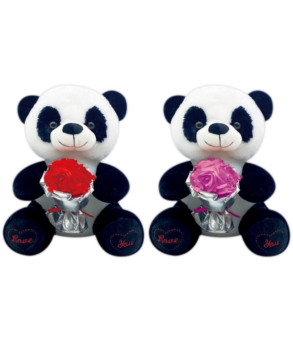 12" panda w/roses 2 color 24/48s 