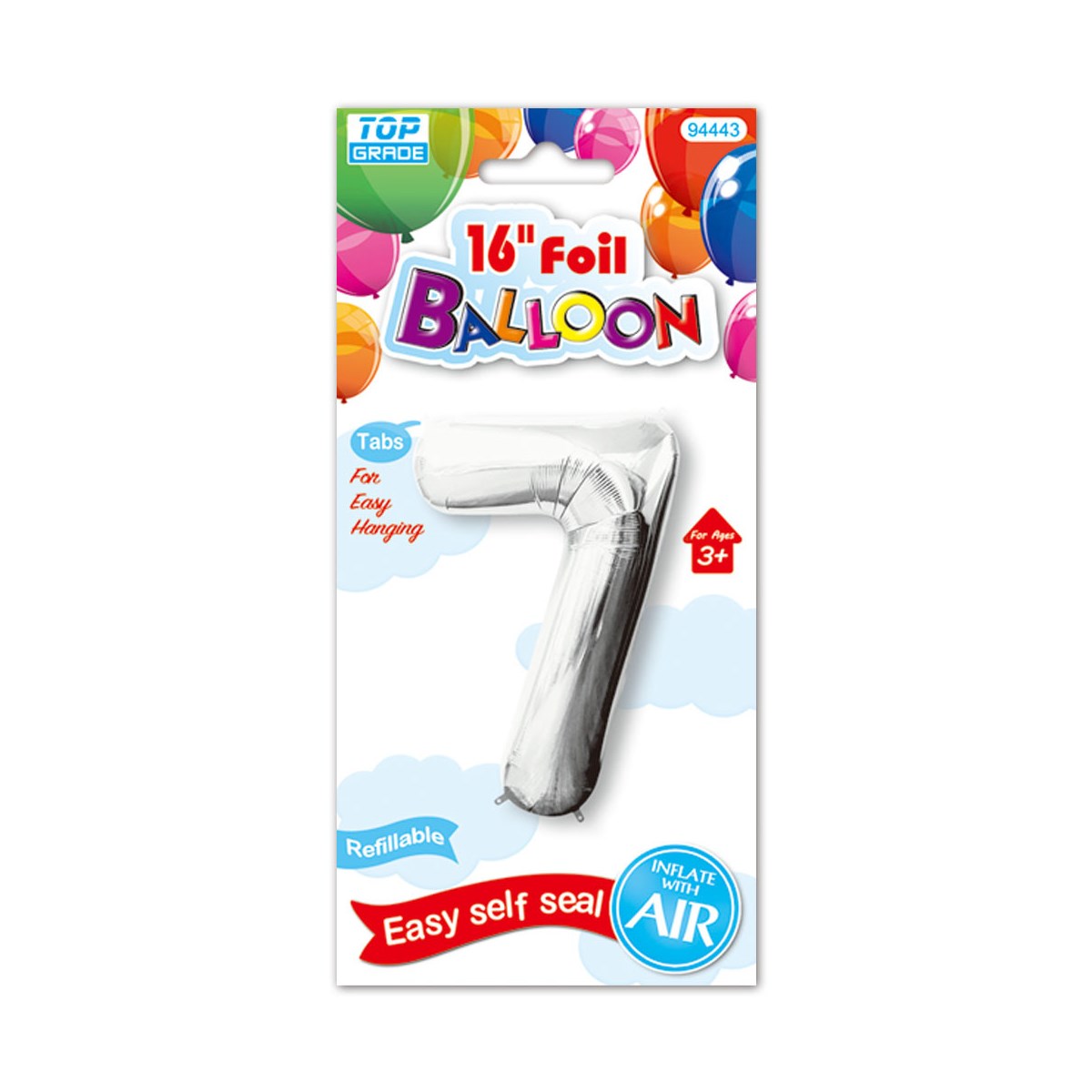 16"foil balloon silv #7 12/600