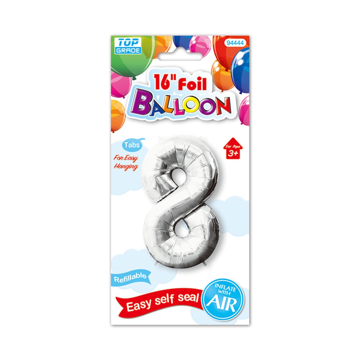 16"foil balloon silv #8 12/600