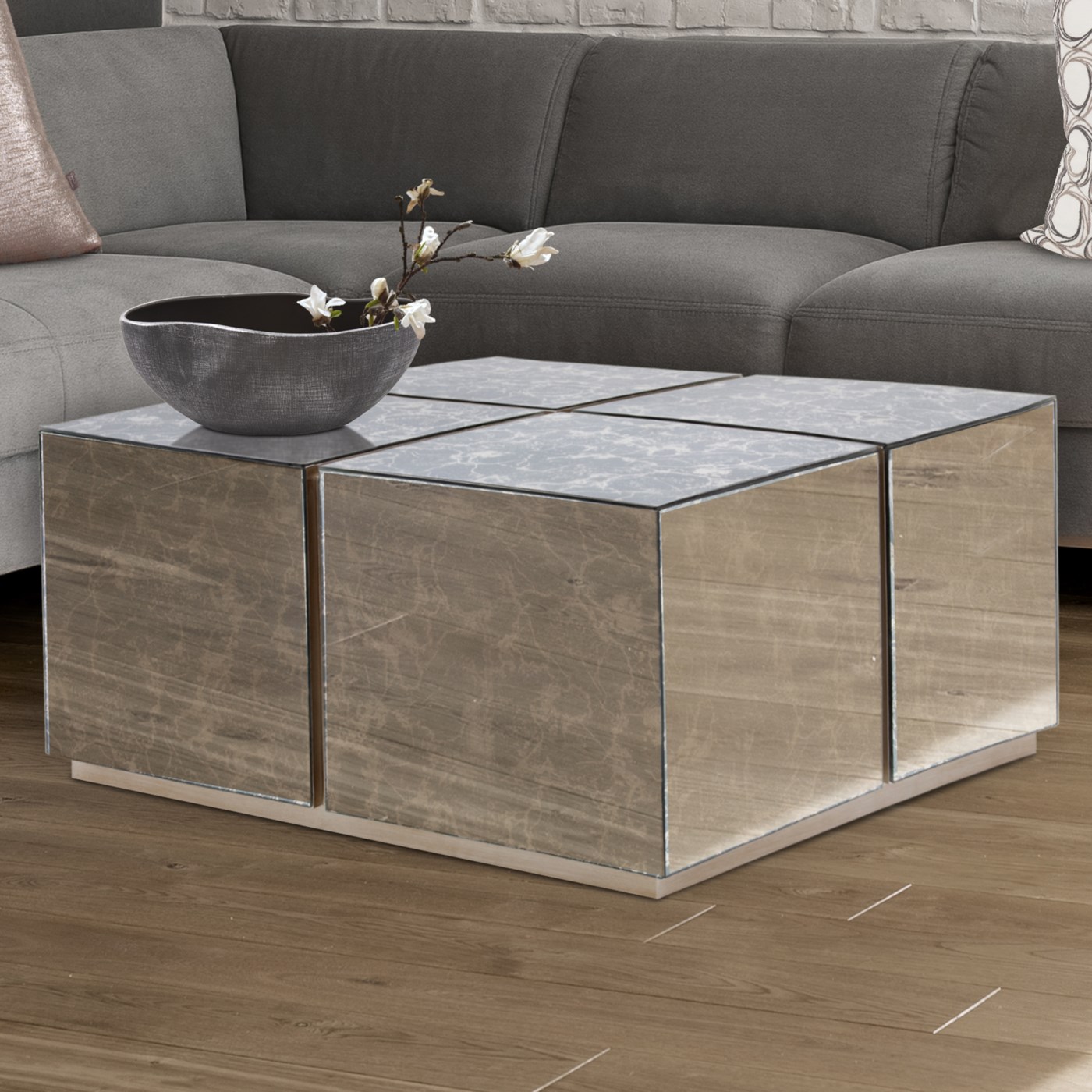 Paxton Mirrored Coffee Table All The Howard Elliott Collection