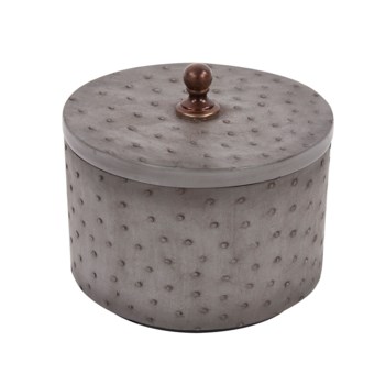 Round Faux Ostrich Skin Decorative Box, Medium