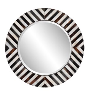 Julianna Round Horn and Shell Tiled Mirror