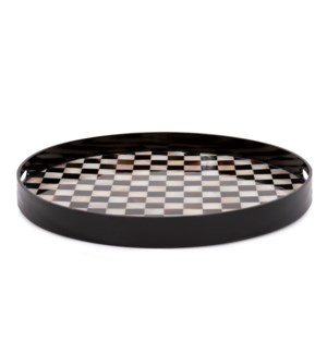 Julianna Round Horn and Shell Tiled Tray