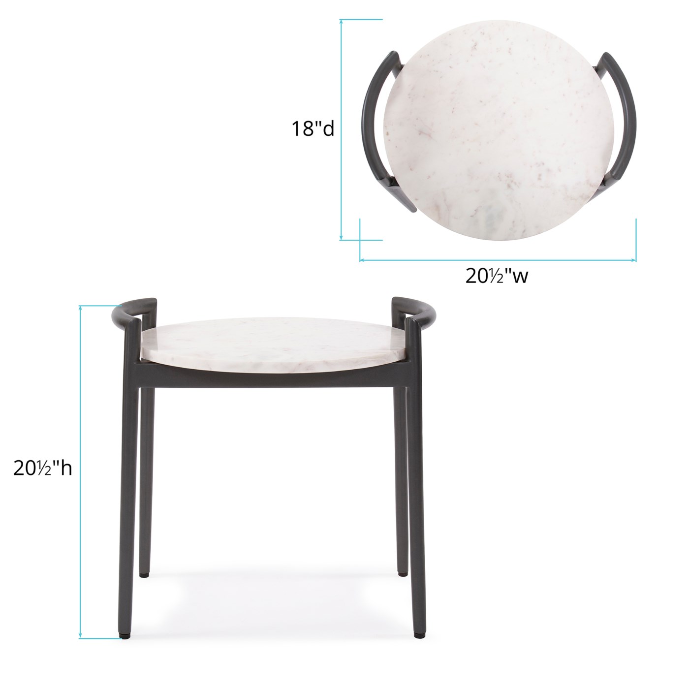 Round Side Table With White Marble Top, Round Side Table White Top