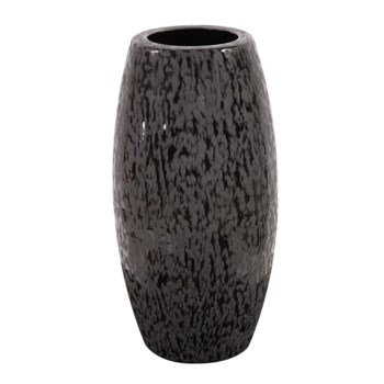 Chiseled Texture Black Iron Cylinder Vase, Small