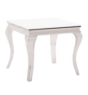 Stainless Steel Side Table with Thick Tempered Glass Top