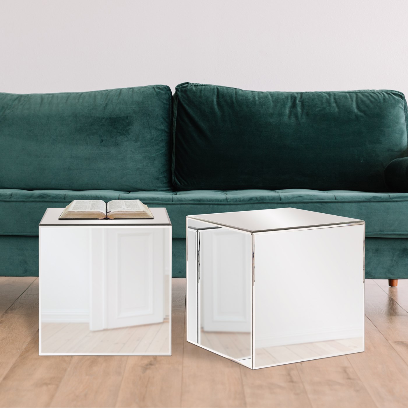 Mirrored Cube Table Side Tables The, Mirrored Cube End Table