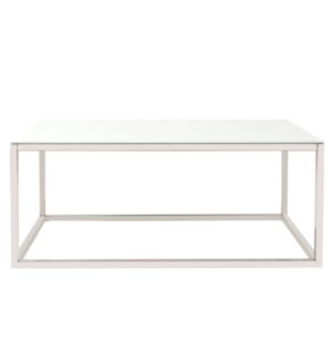 Rectangular Stainless Steel Coffee Table - White