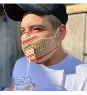 Happy Hour Reusable Face Mask in Yale Stripe Red