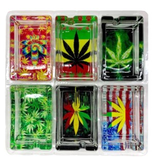 GLASS ASHTRAY #81005 WEED/ASSORTED