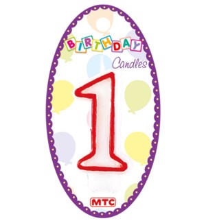MTC #PF-6900 NUMERAL CANDLE WHITE & RED